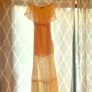 Peach with antique lace dress